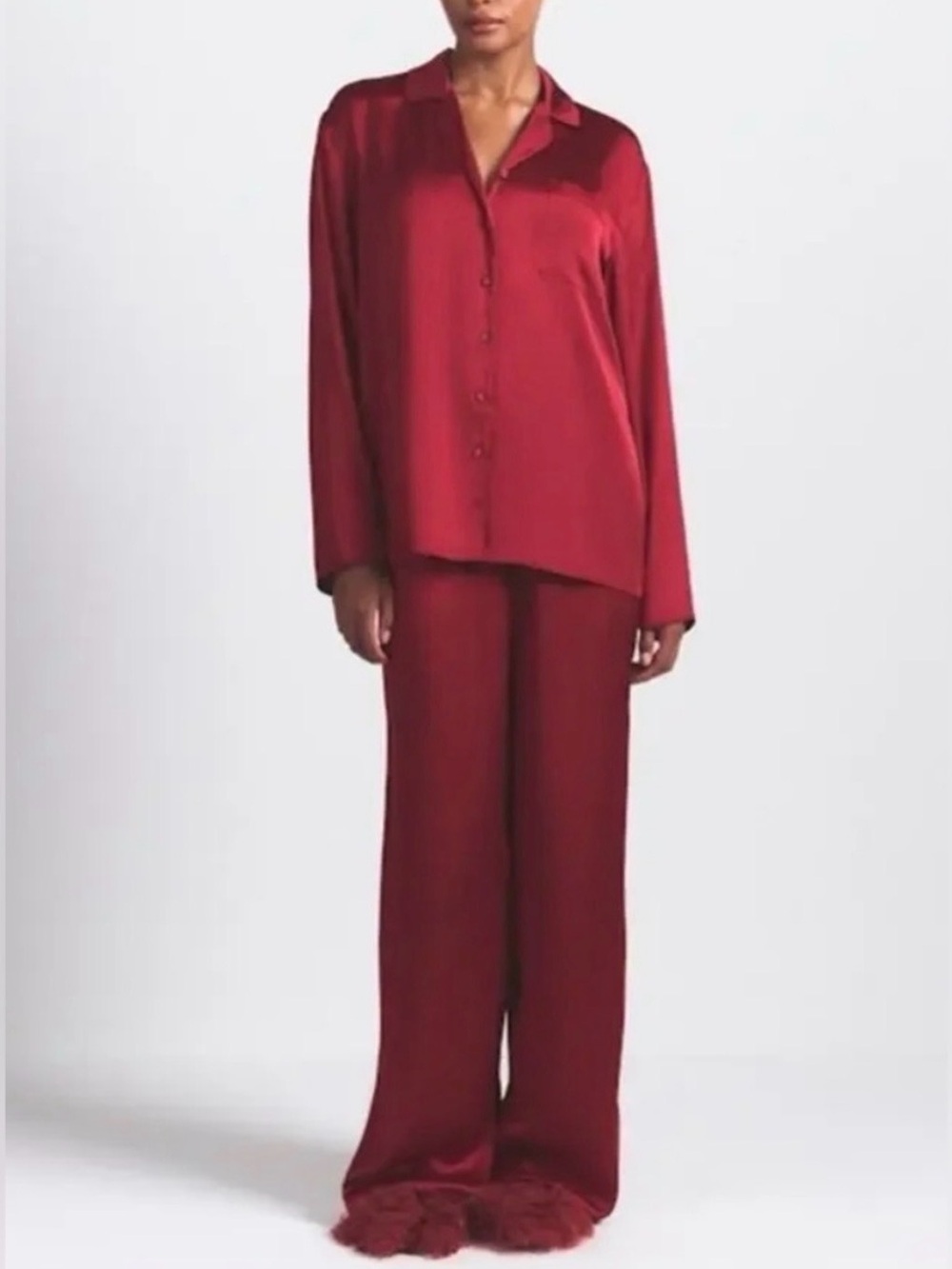 ♥️ SKIMS Woven Shine Sleep Long Sleeve Set | Brick | S | NWT 🏷️